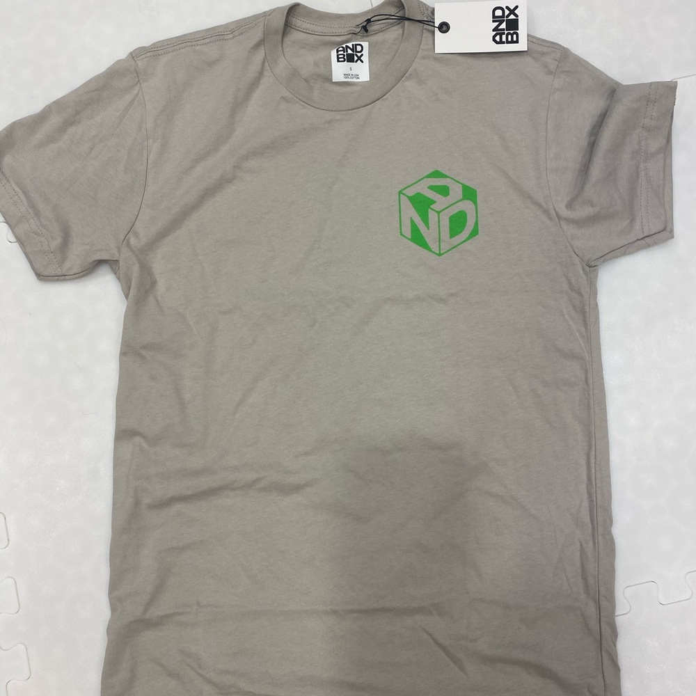 AND Beige T-Shirt with Green Logo